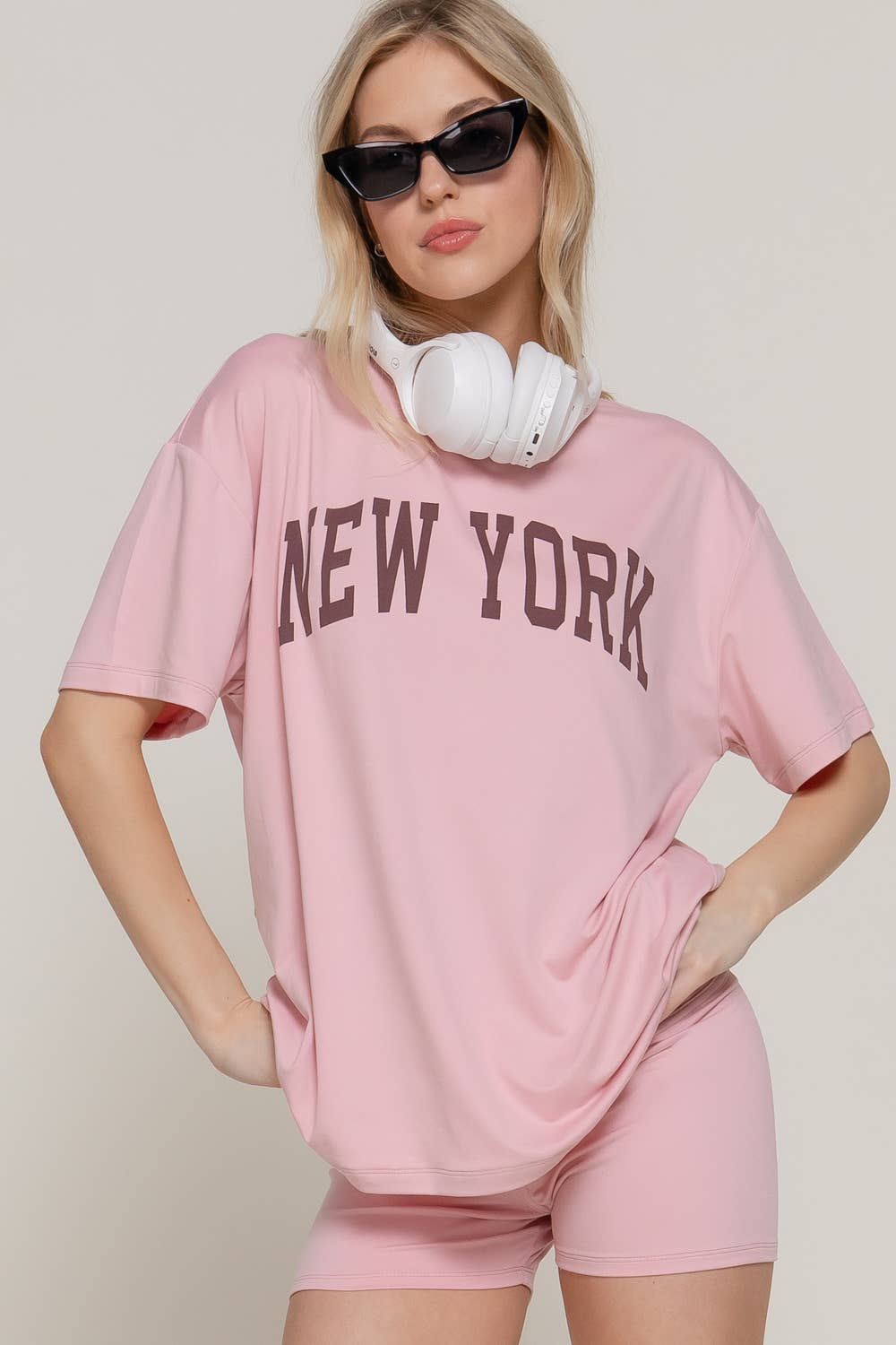 New York Oversized Tee & Biker Short Set