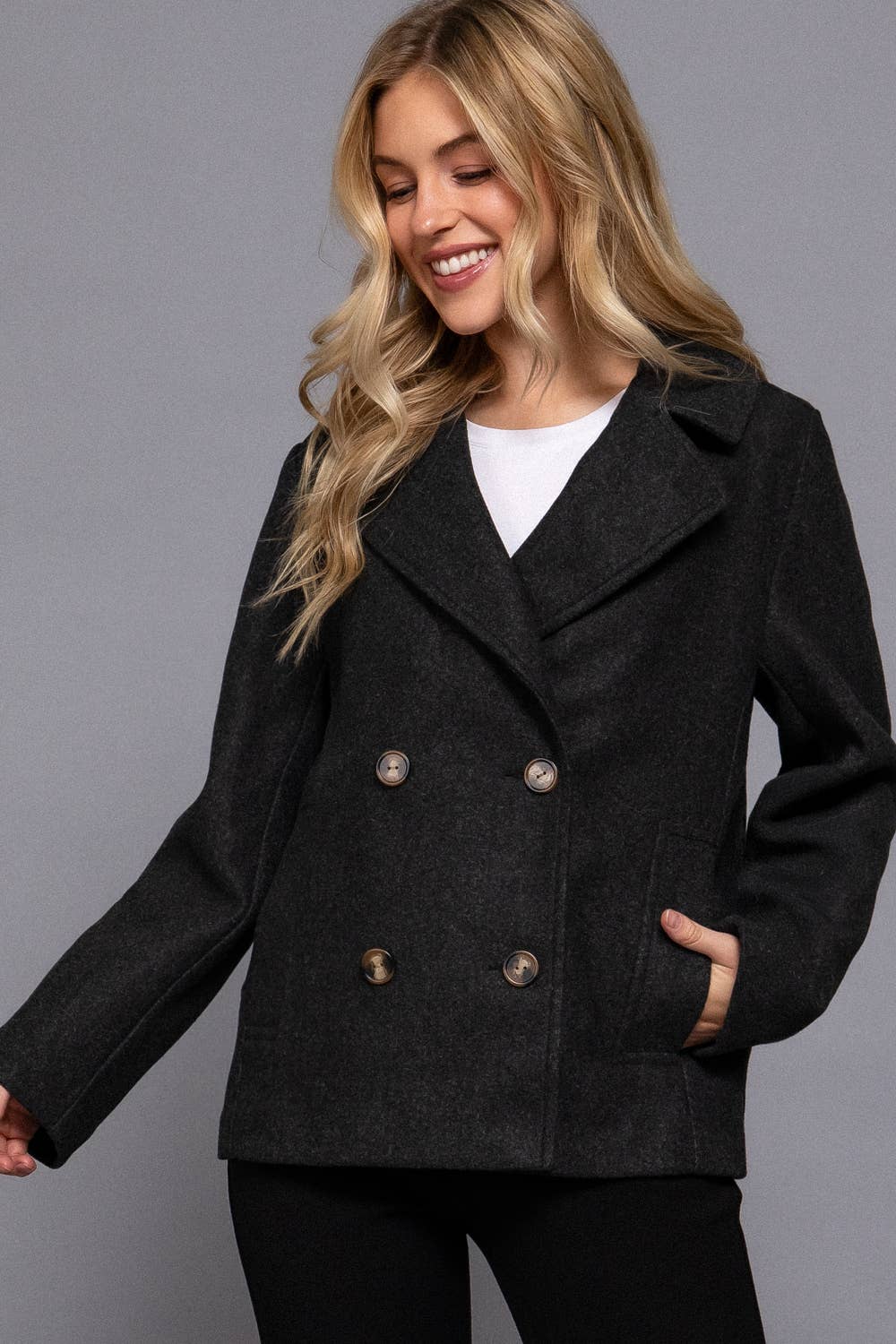 Short Double Breasted Peacoat