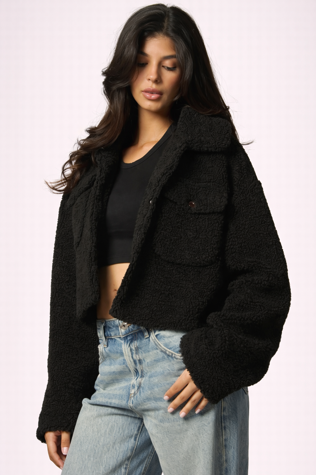 Teddy Sherpa Cropped Jacket