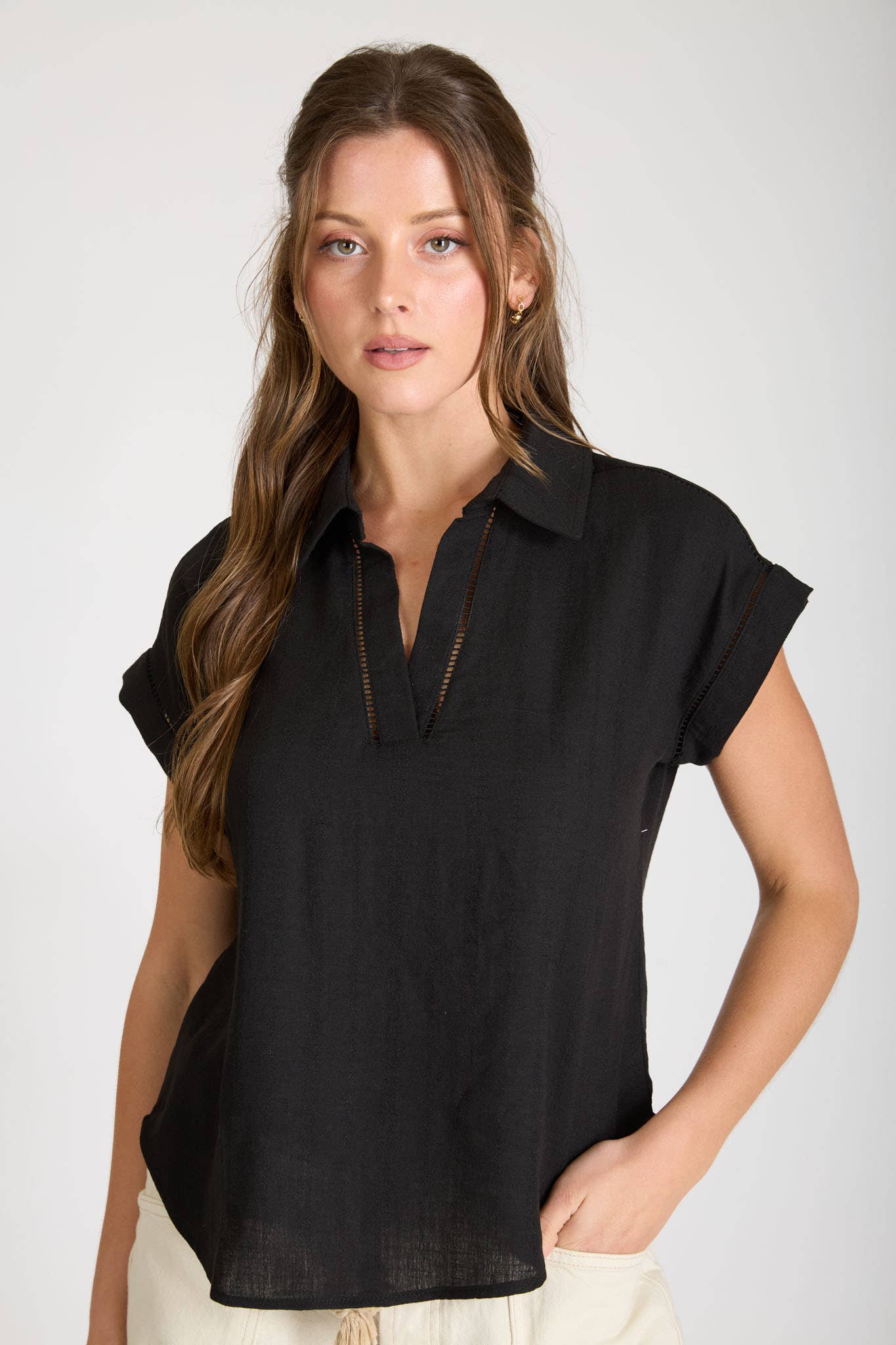 Collared Ladder Trim Top