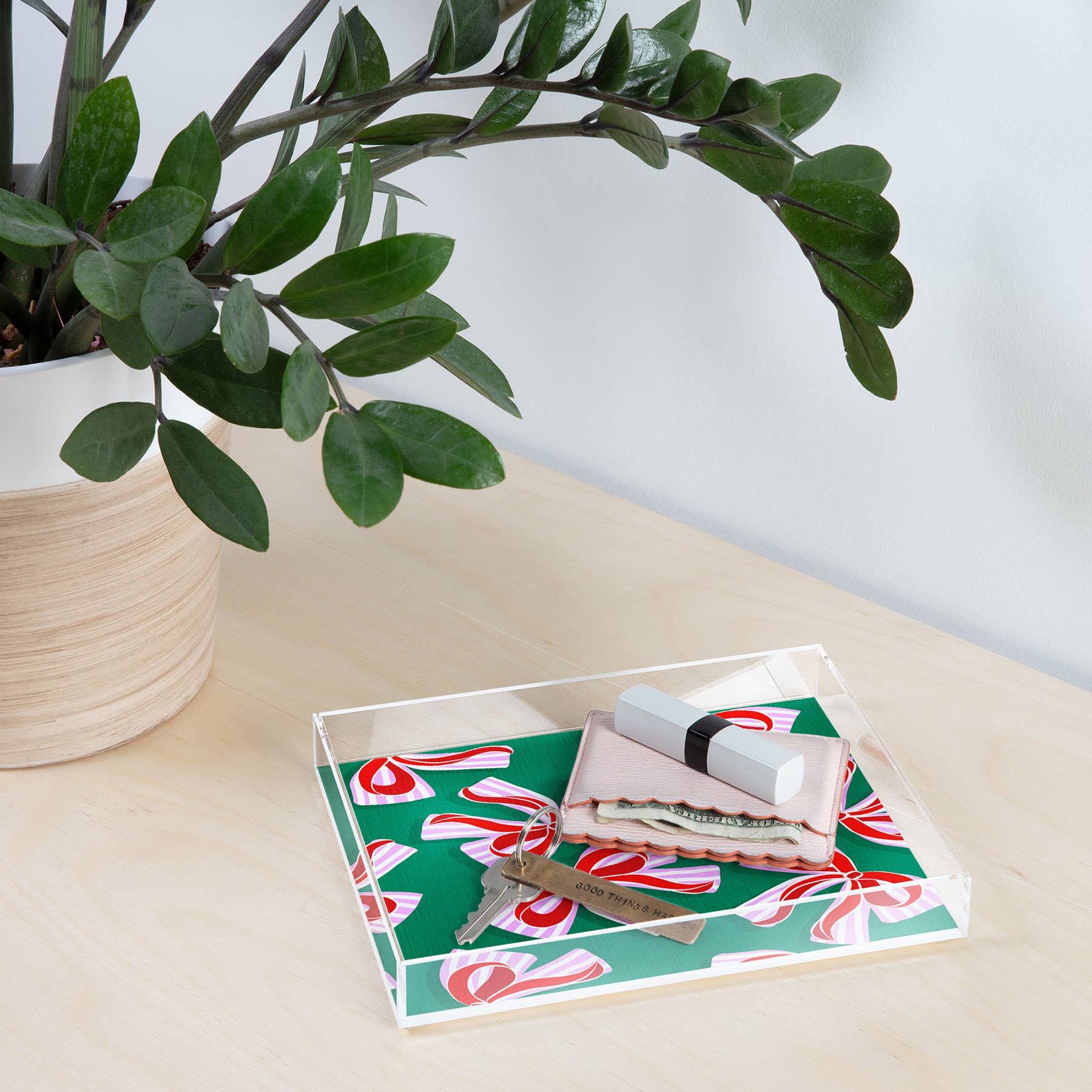 Kitsch Christmas Ribbons Acrylic Tray