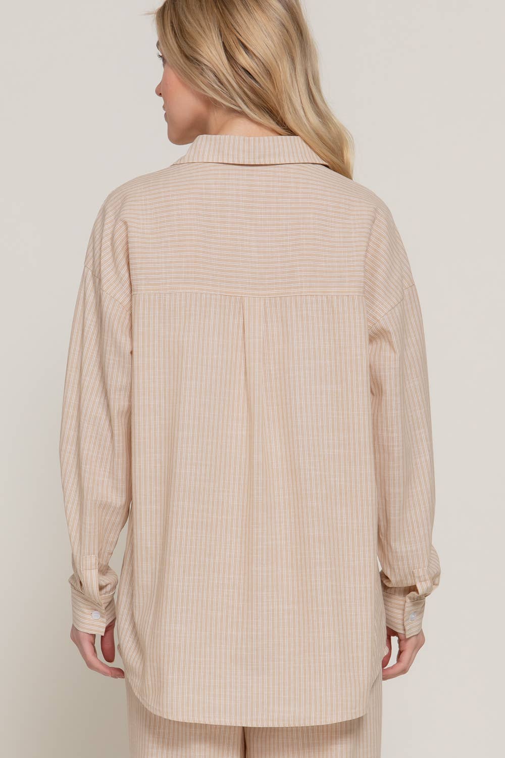 Long Sleeve Button Down Stripe Gauze Shirt