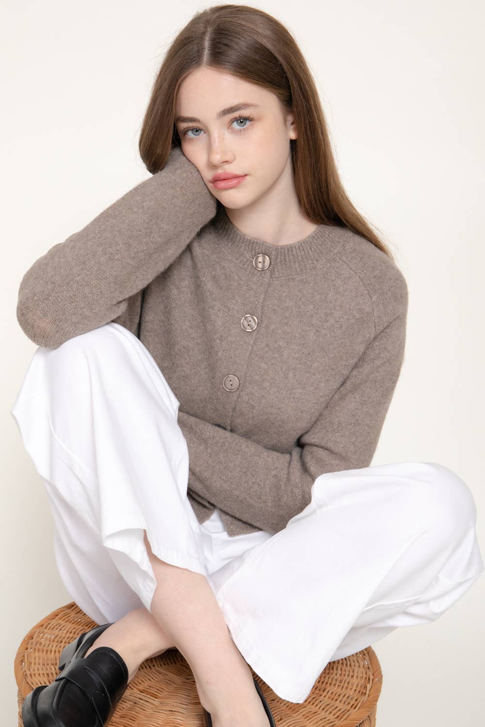 Round Neck Button Down Sweater