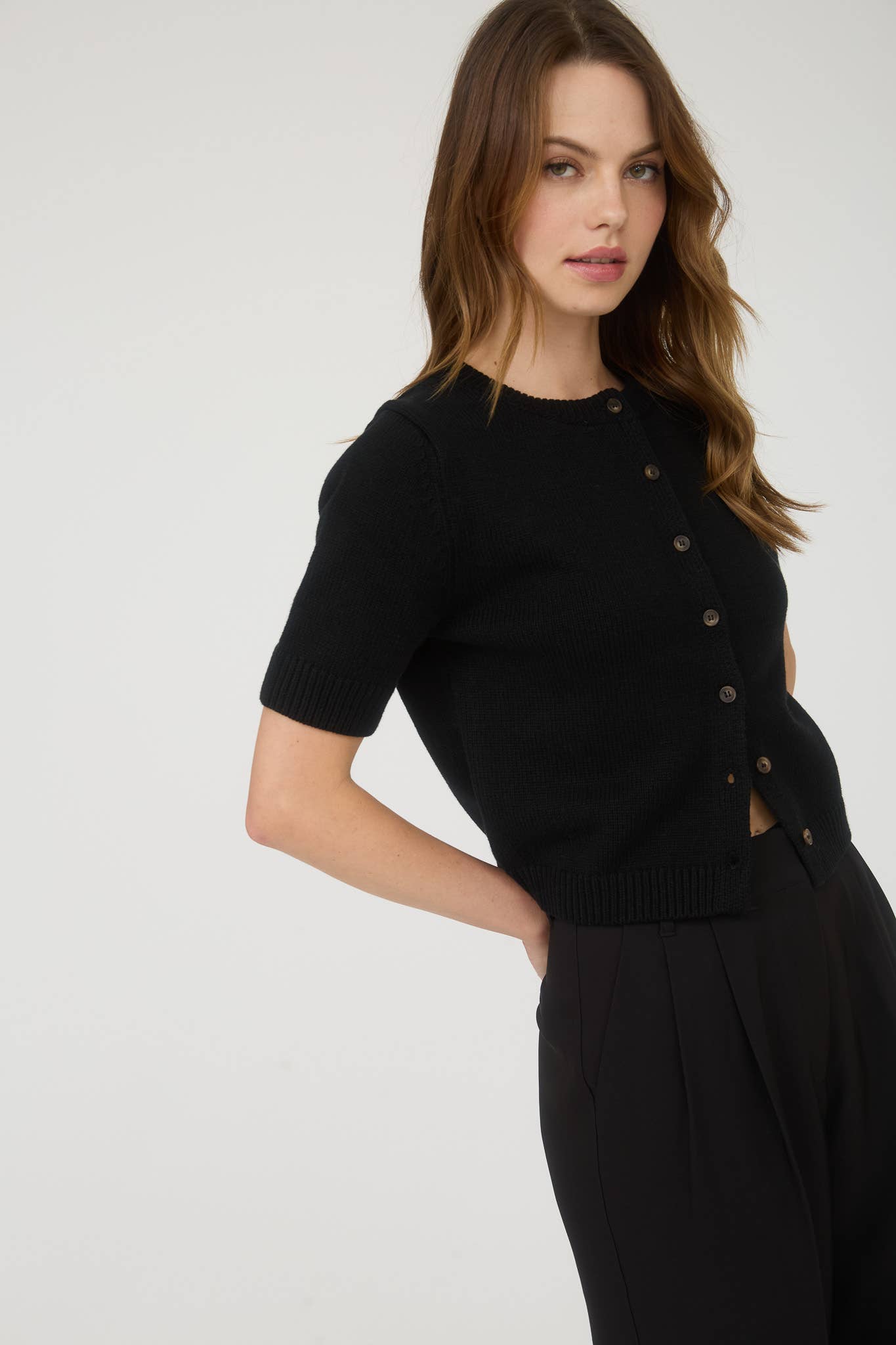 Short Sleeve Button Down Cardigan