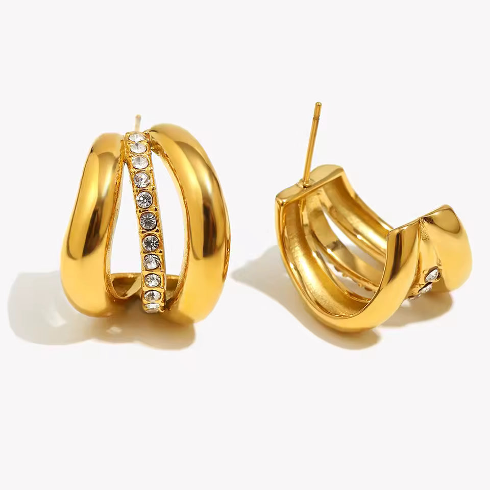 Crystal-Accented Double Hoop Earrings