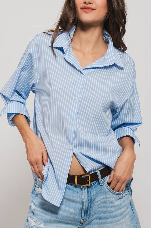 Side Stripe Detail Button Down