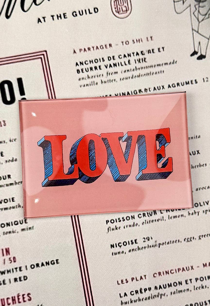 Love Vintage Text Decoupage Glass Tray