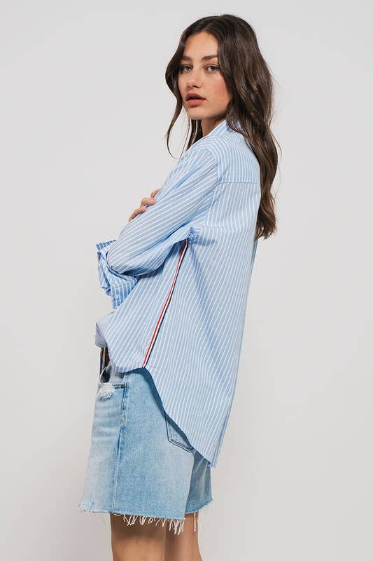 Side Stripe Detail Button Down