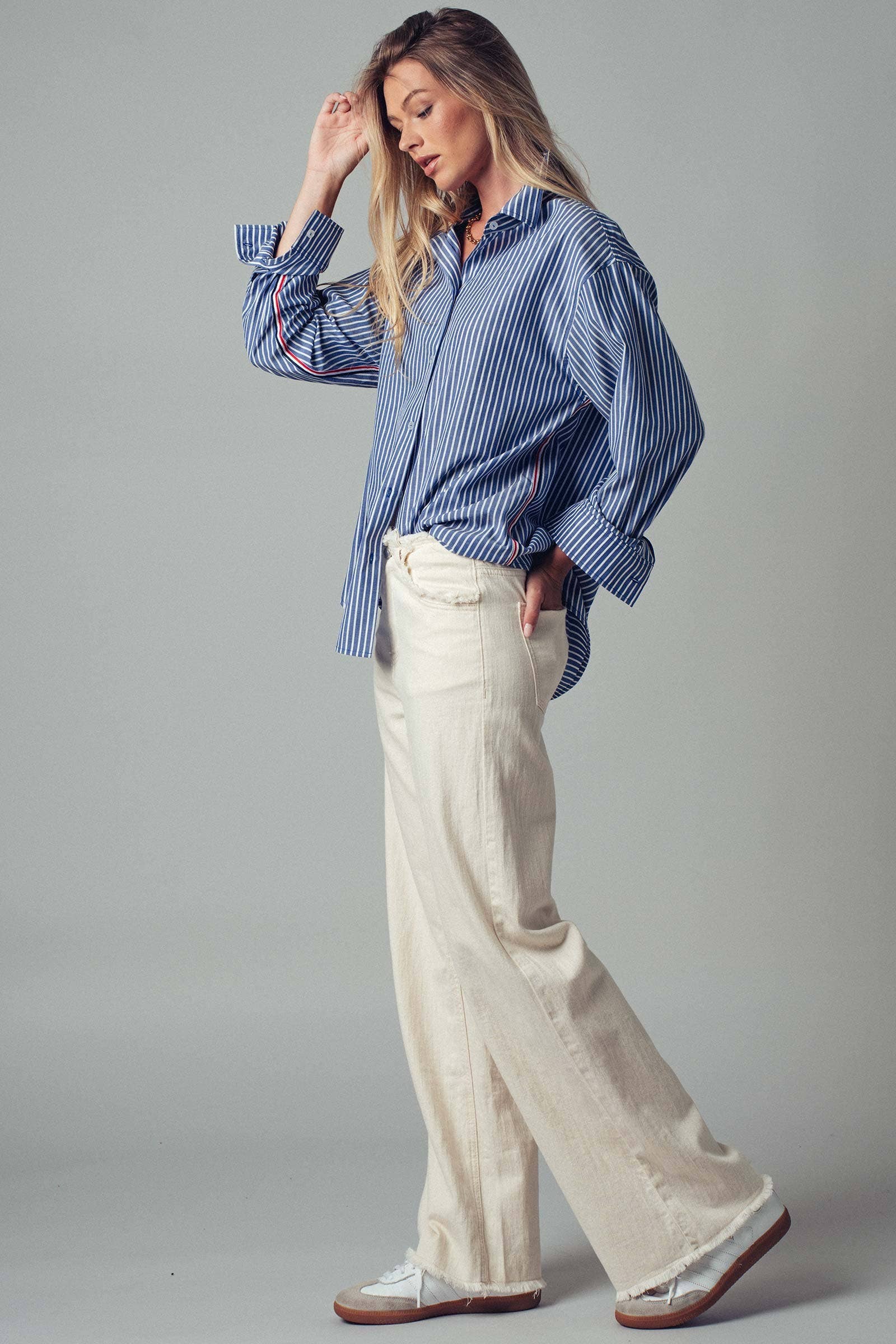 Side Stripe Detail Button Down