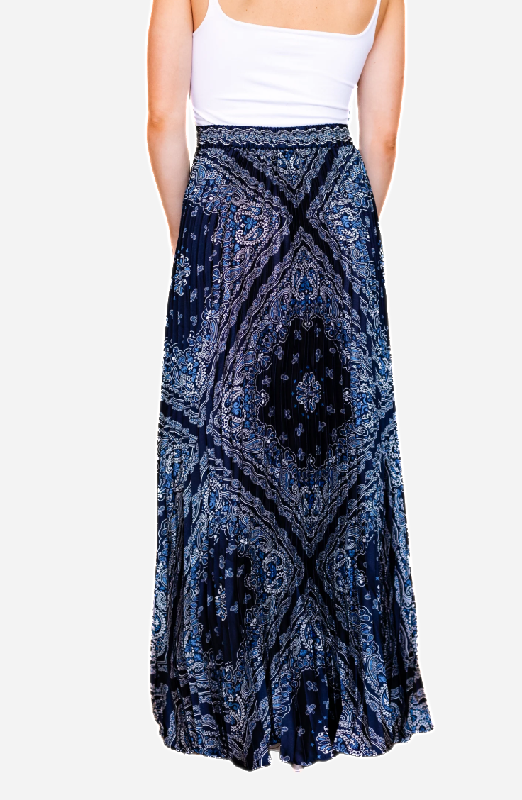 Bandana Print Pleated Skirt