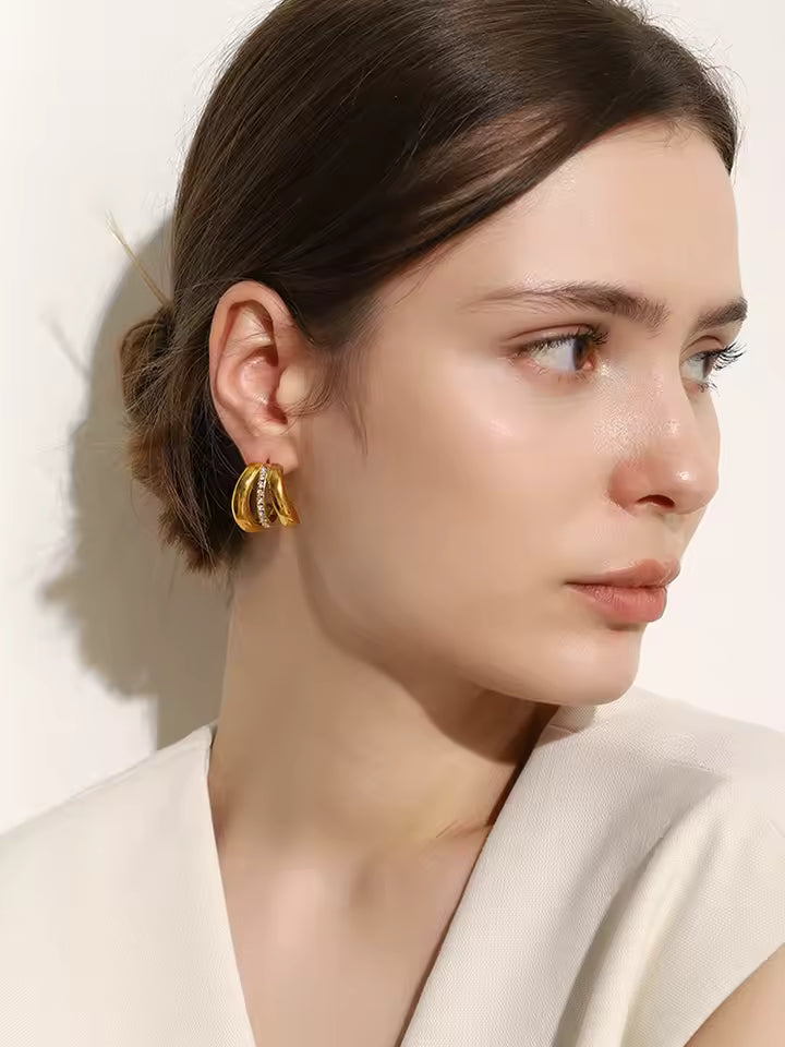 Crystal-Accented Double Hoop Earrings