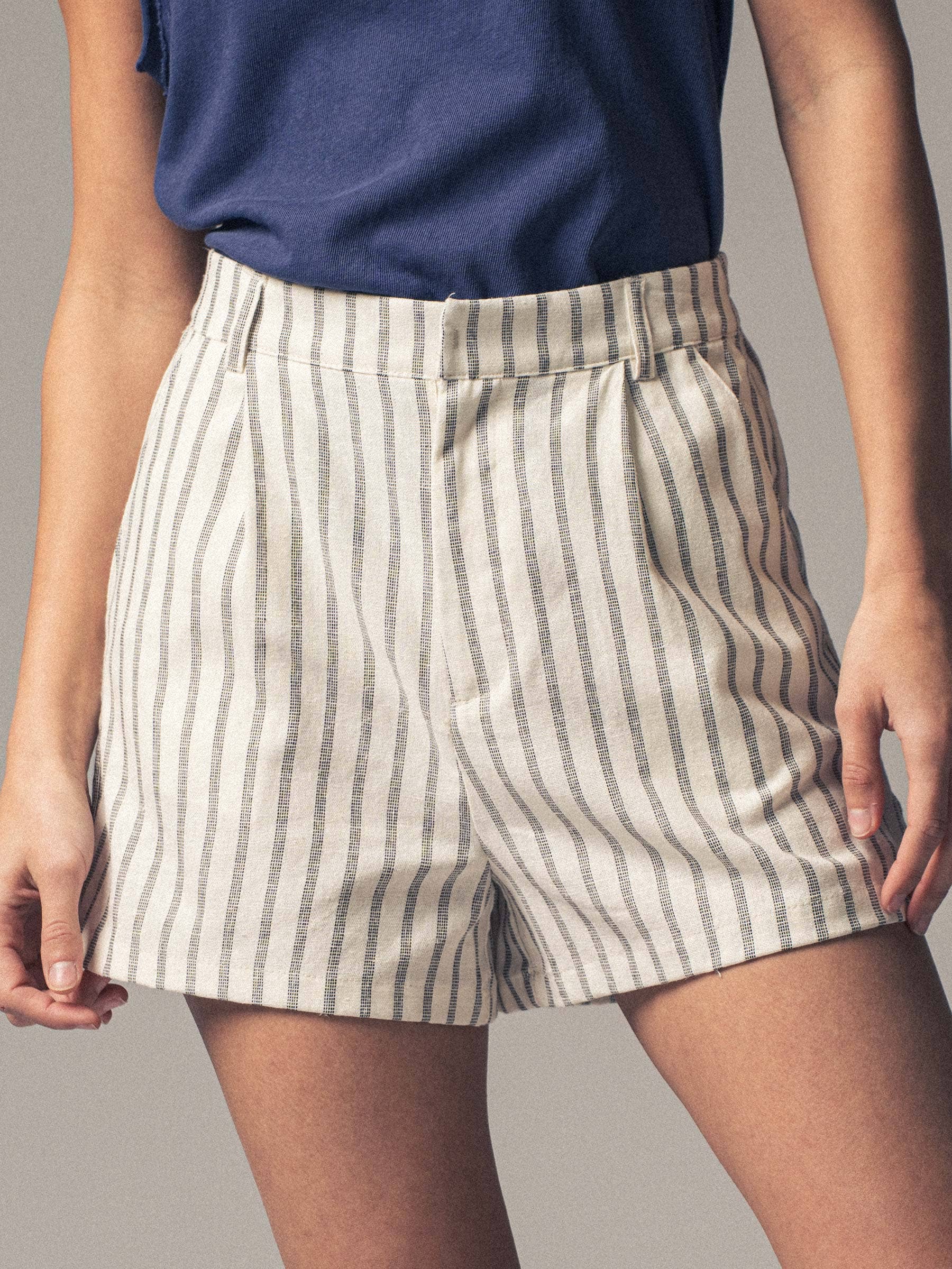 Coastal Linen Striped Shorts