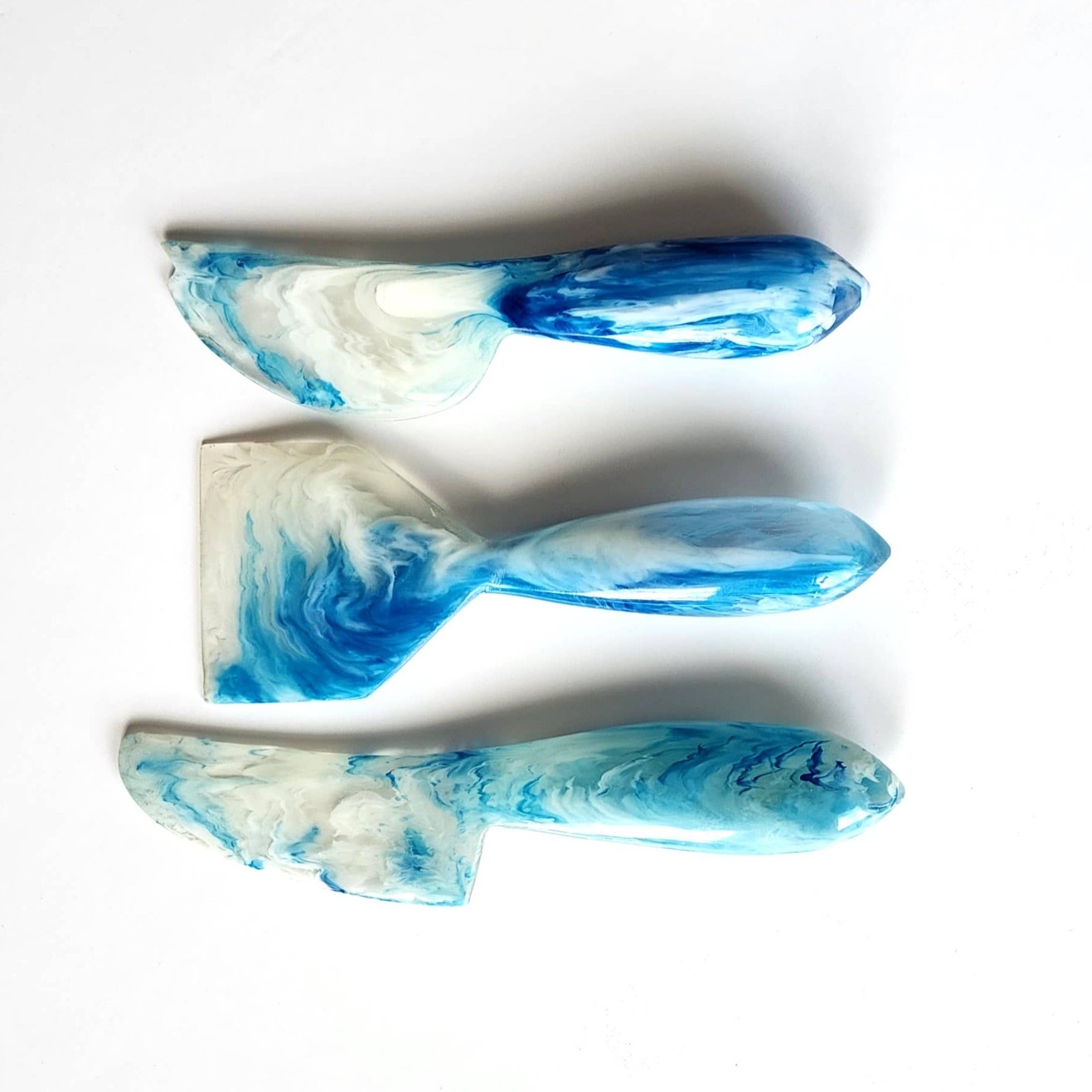 3-Piece Resin Cheese Knives Set blue front | MILK MONEY milkmoney.co | white elephant gift ideas, gift, mother's day gift ideas, white elephant gift, gift shops near me