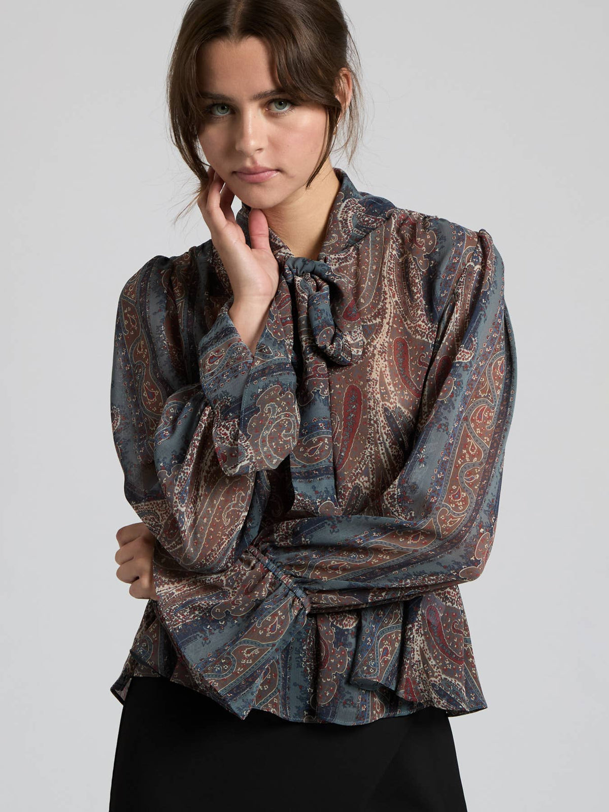Paisley Chiffon Peplum Top