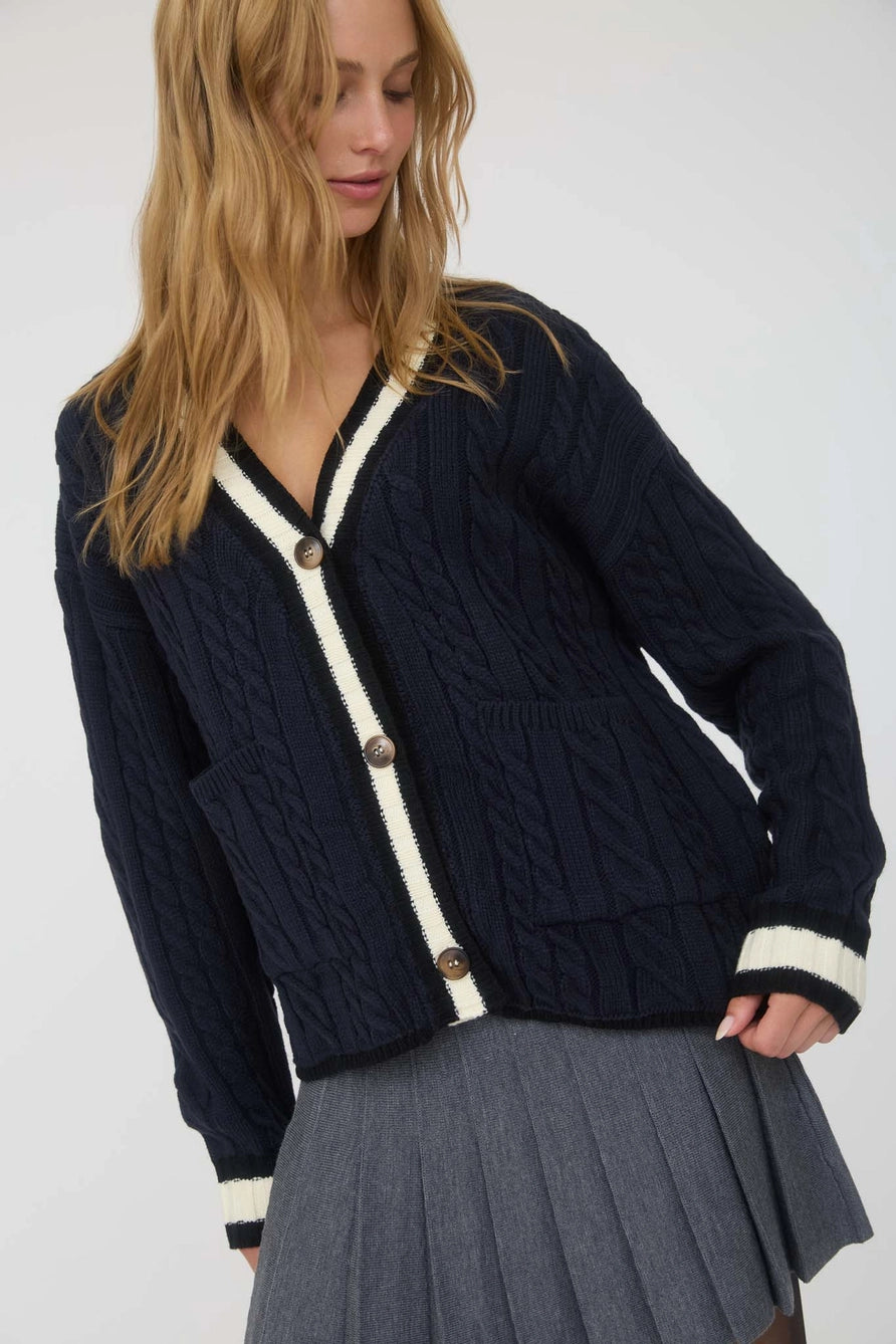 Contrast Stripe Boyfriend Cardigan