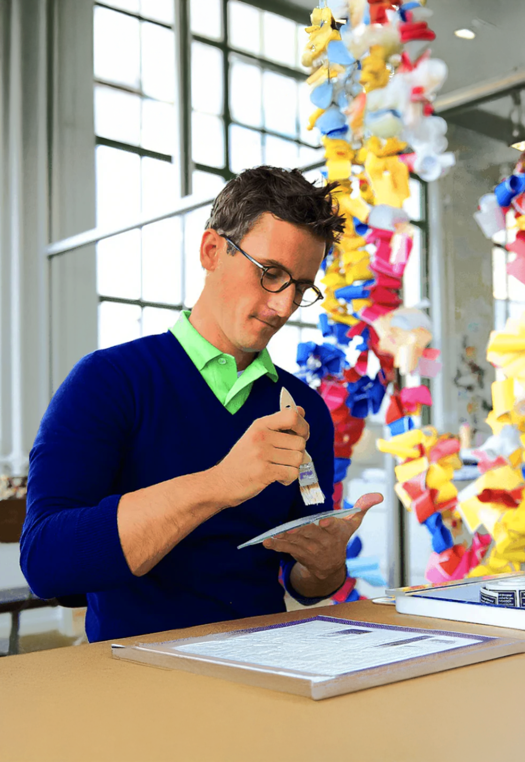 Red Long Heart Decoupage Glass Tray