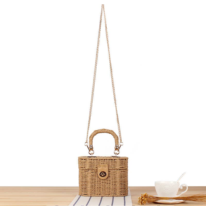 Front Lock Straw Bag