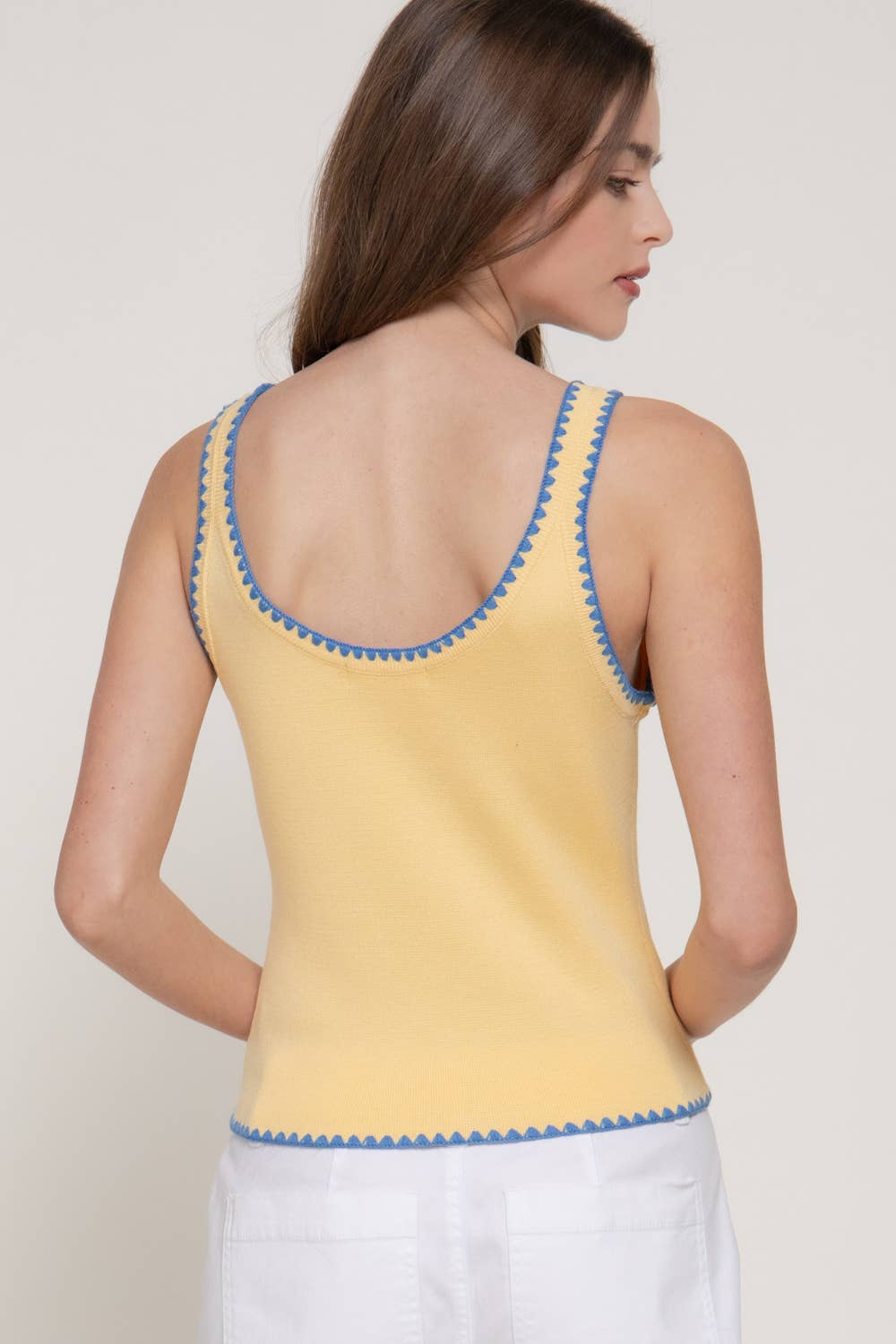 Embroidered Trim Sweater Tank