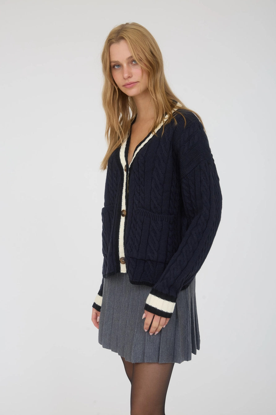 Contrast Stripe Boyfriend Cardigan