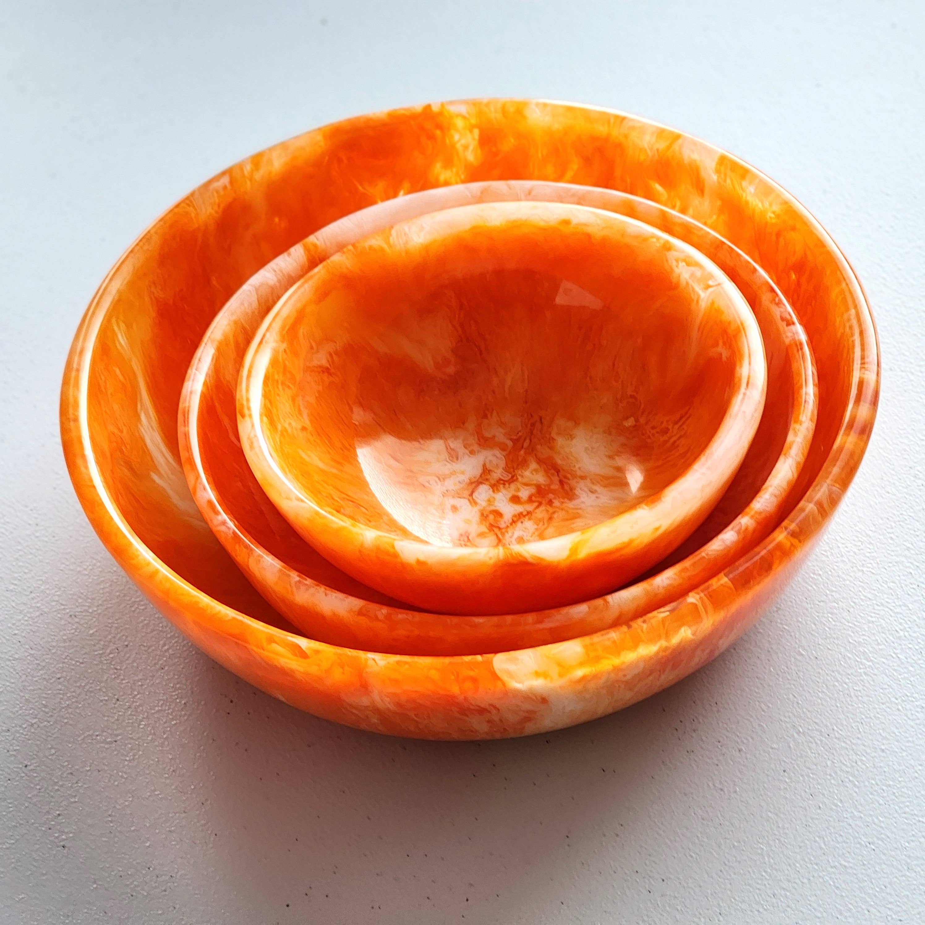 Set of 3 Resin Serving Bowls orange front | MILK MONEY milkmoney.co | white elephant gift ideas, gift, mother's day gift ideas, white elephant gift, gift shops near me