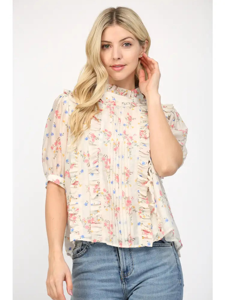 Ruffle Short Sleeve Blouse