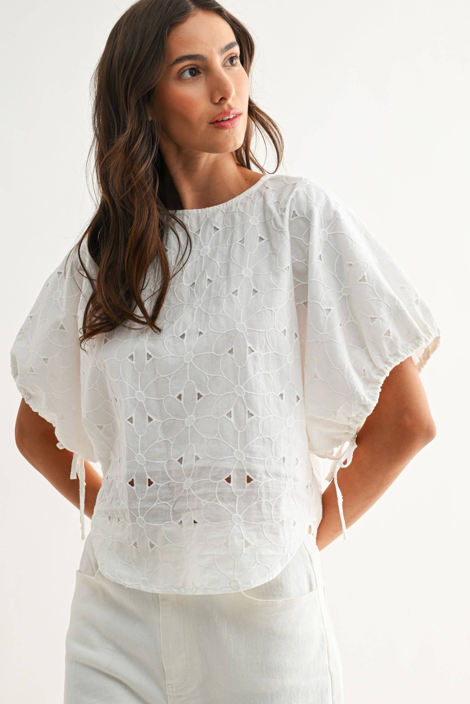 Embroidered White Cotton Blouse