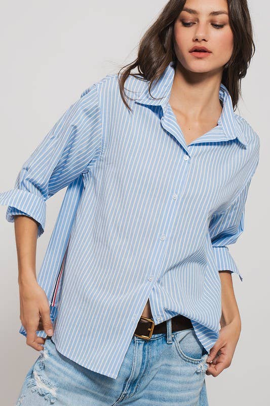 Side Stripe Detail Button Down