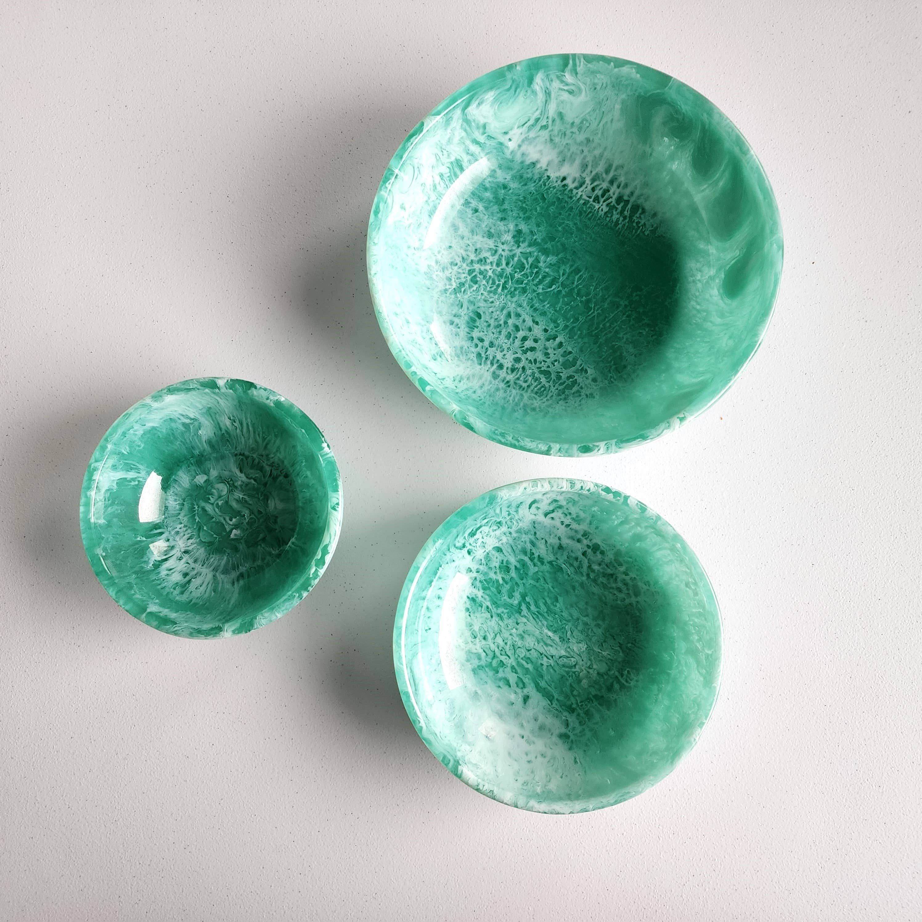 Set of 3 Resin Serving Bowls teal front | MILK MONEY milkmoney.co | white elephant gift ideas, gift, mother's day gift ideas, white elephant gift, gift shops near me