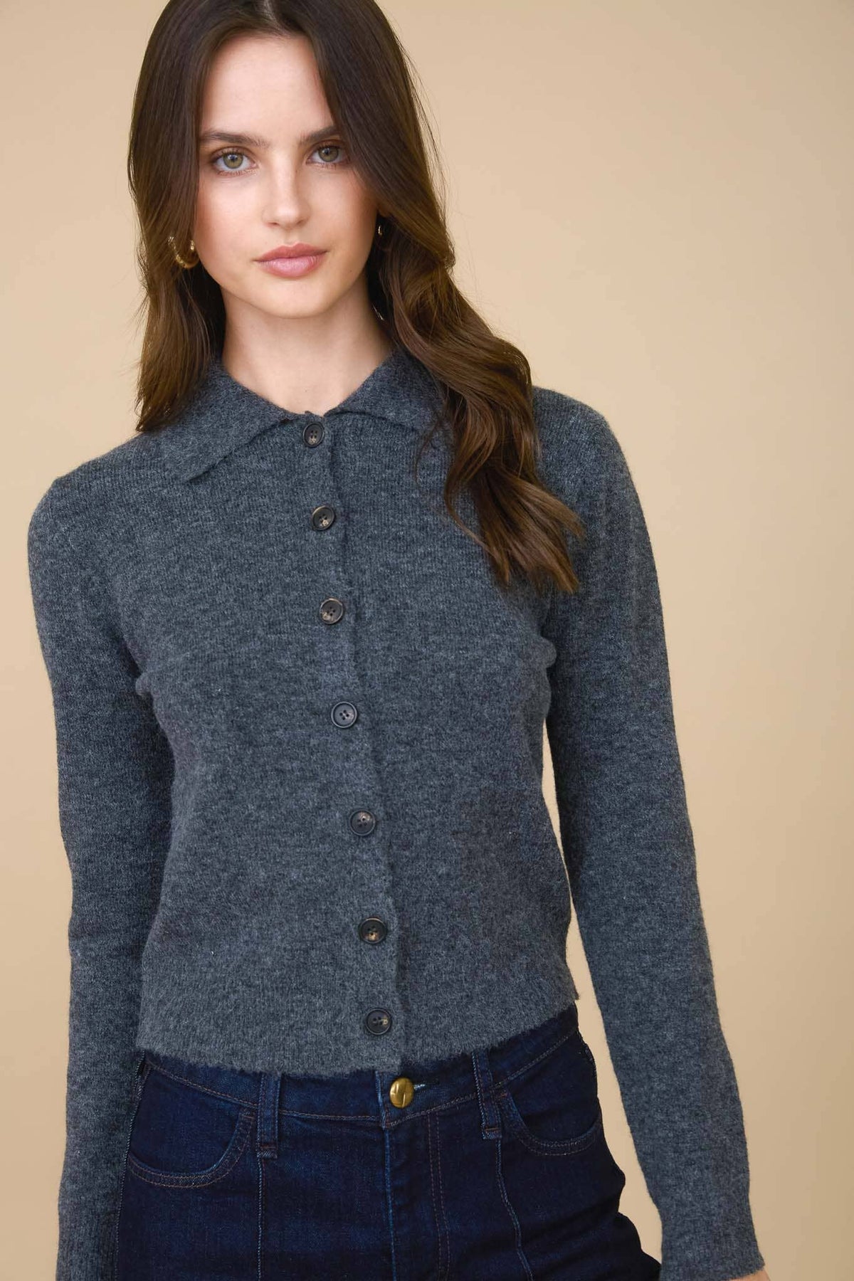 Collared Button Down Cardigan