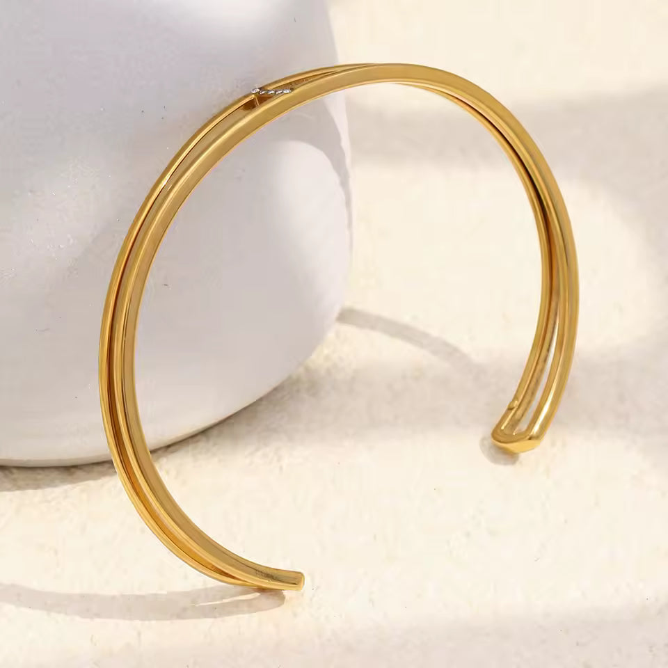 Double Band Crystal Cuff