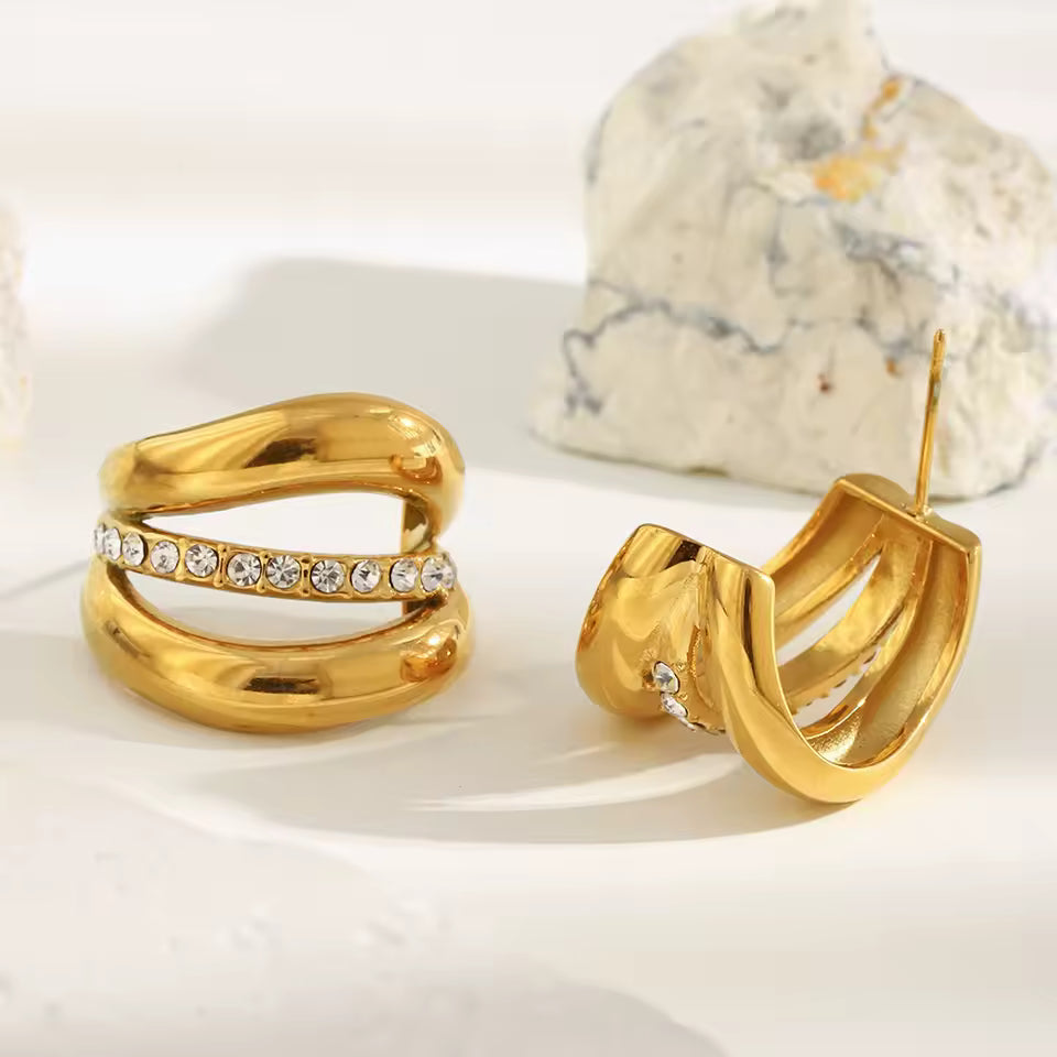 Crystal-Accented Double Hoop Earrings