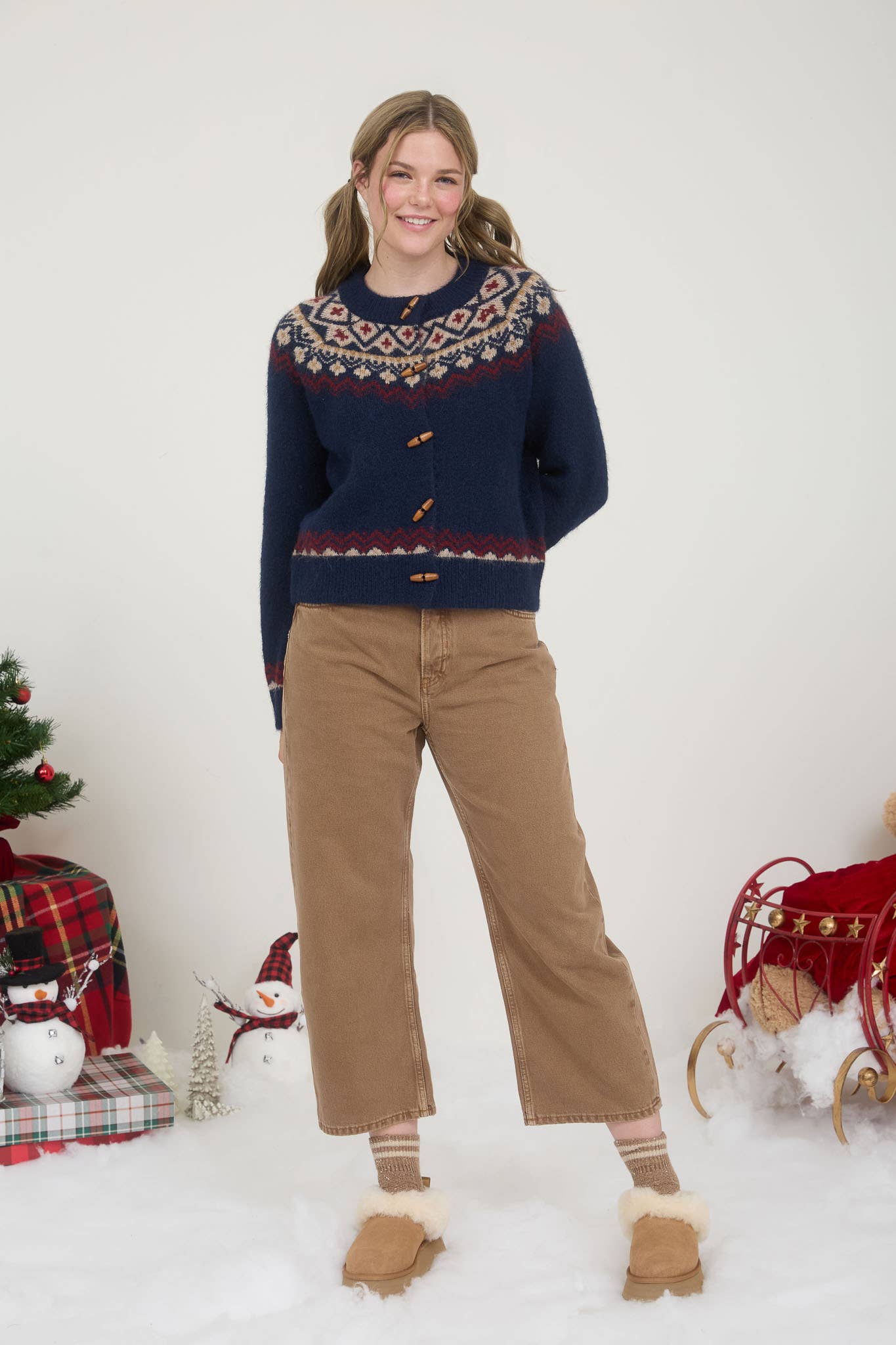 Fair Isle Toggle Button Sweater