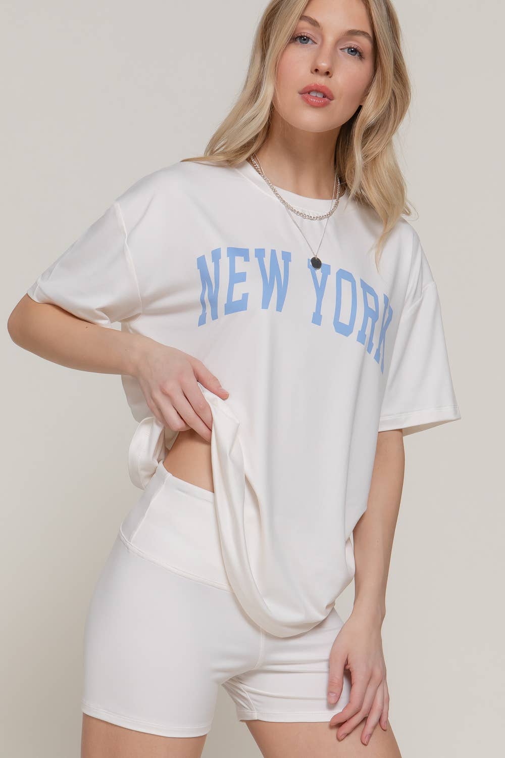 New York Oversized Tee & Biker Short Set