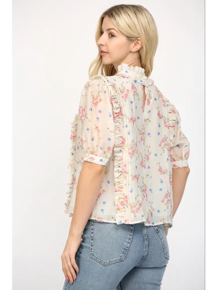 Ruffle Short Sleeve Blouse