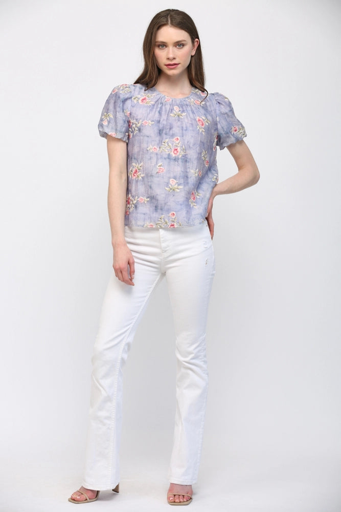 Gathered Neck Floral Top