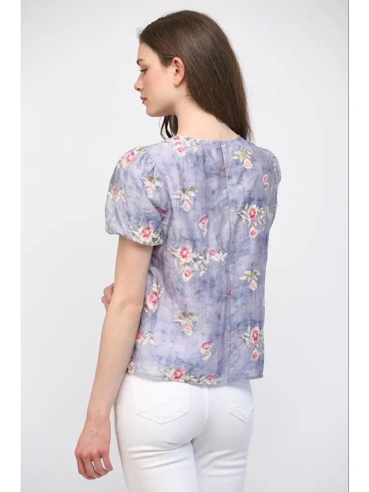 Gathered Neck Floral Top