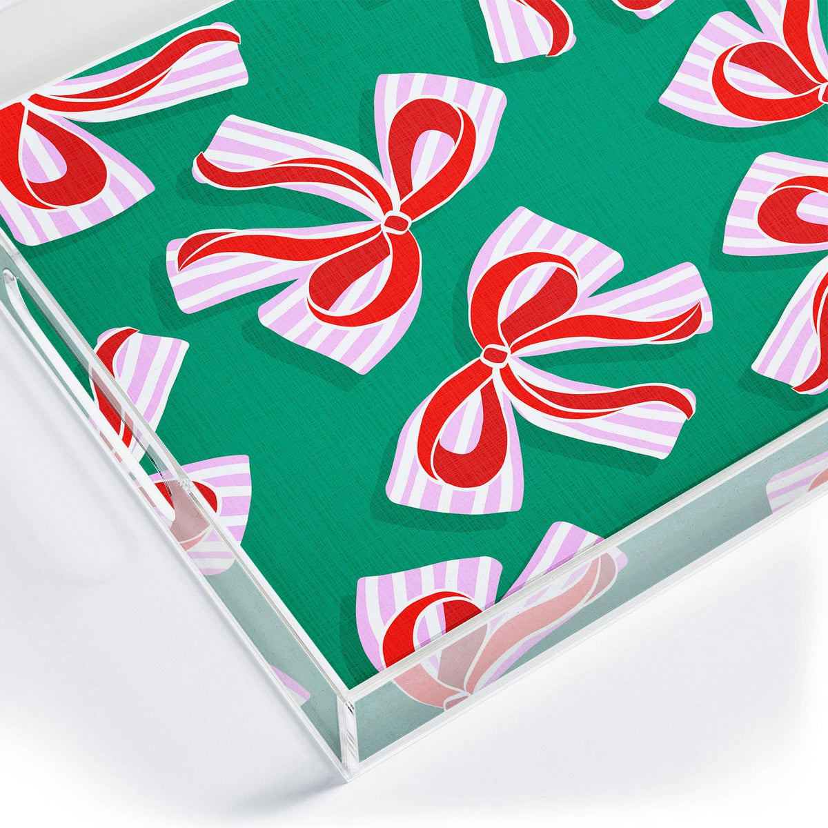 Kitsch Christmas Ribbons Acrylic Tray