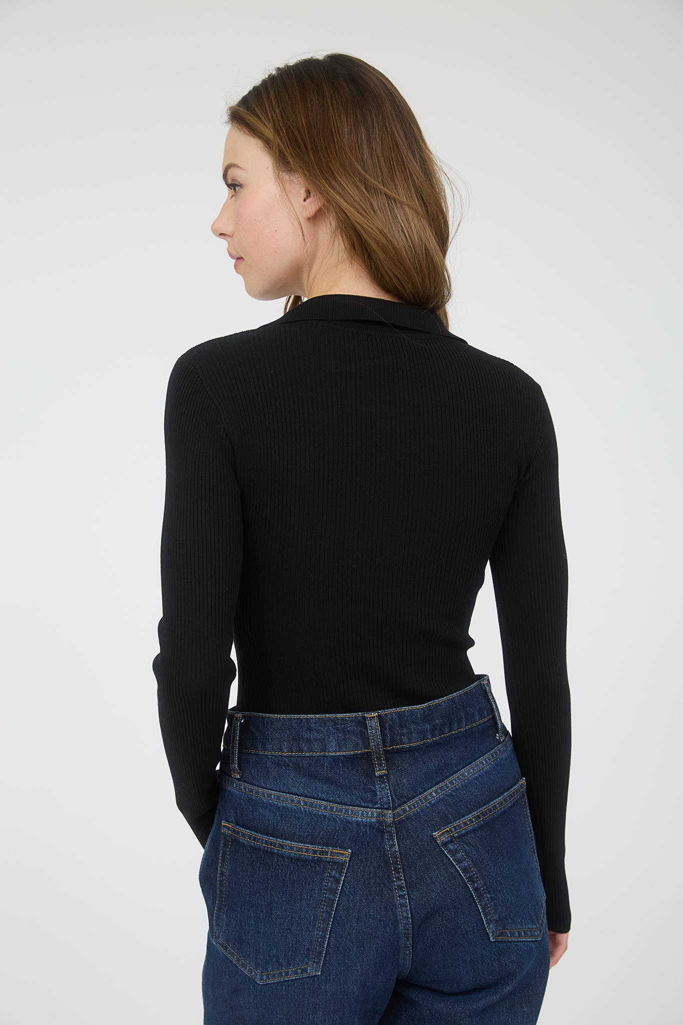 Gold-Button Knit Long Sleeve