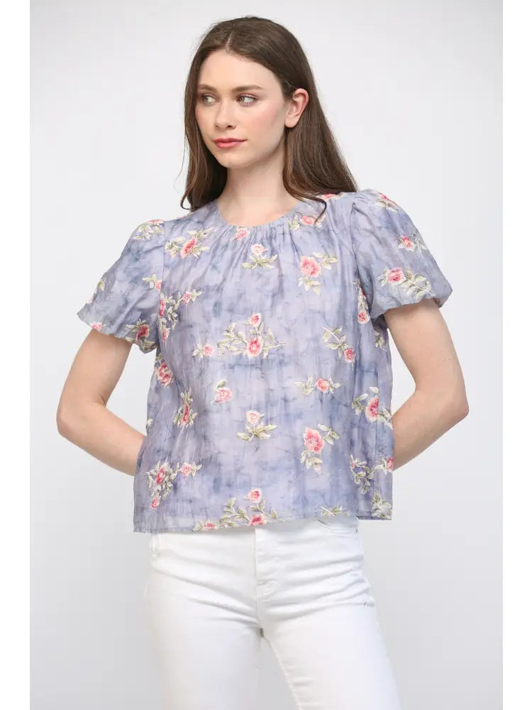 Gathered Neck Floral Top