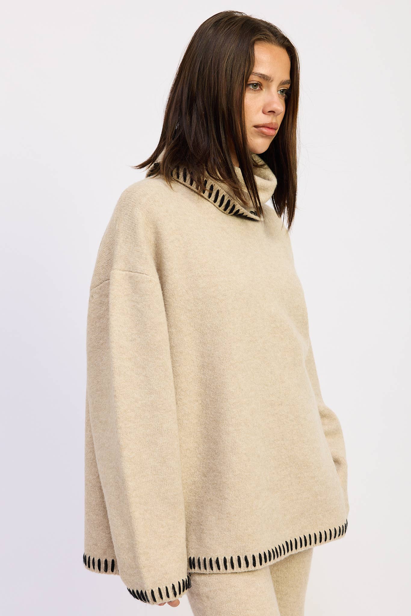 Contrast Stitch Turtleneck