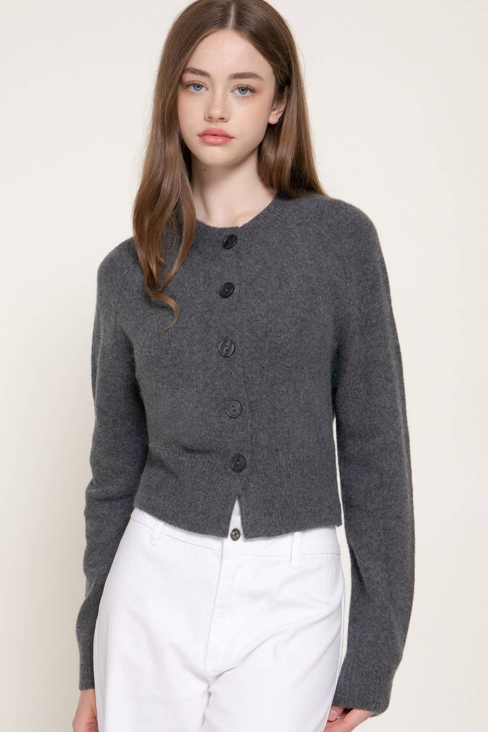 Round Neck Button Down Sweater