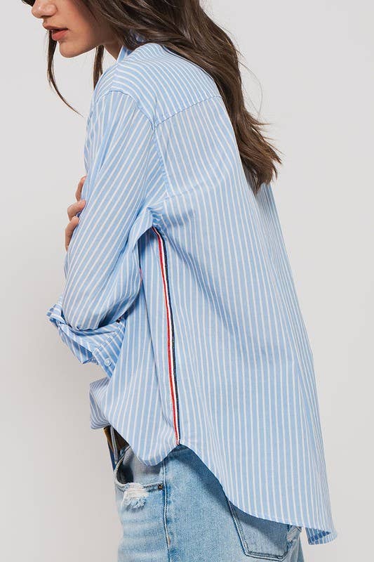Side Stripe Detail Button Down