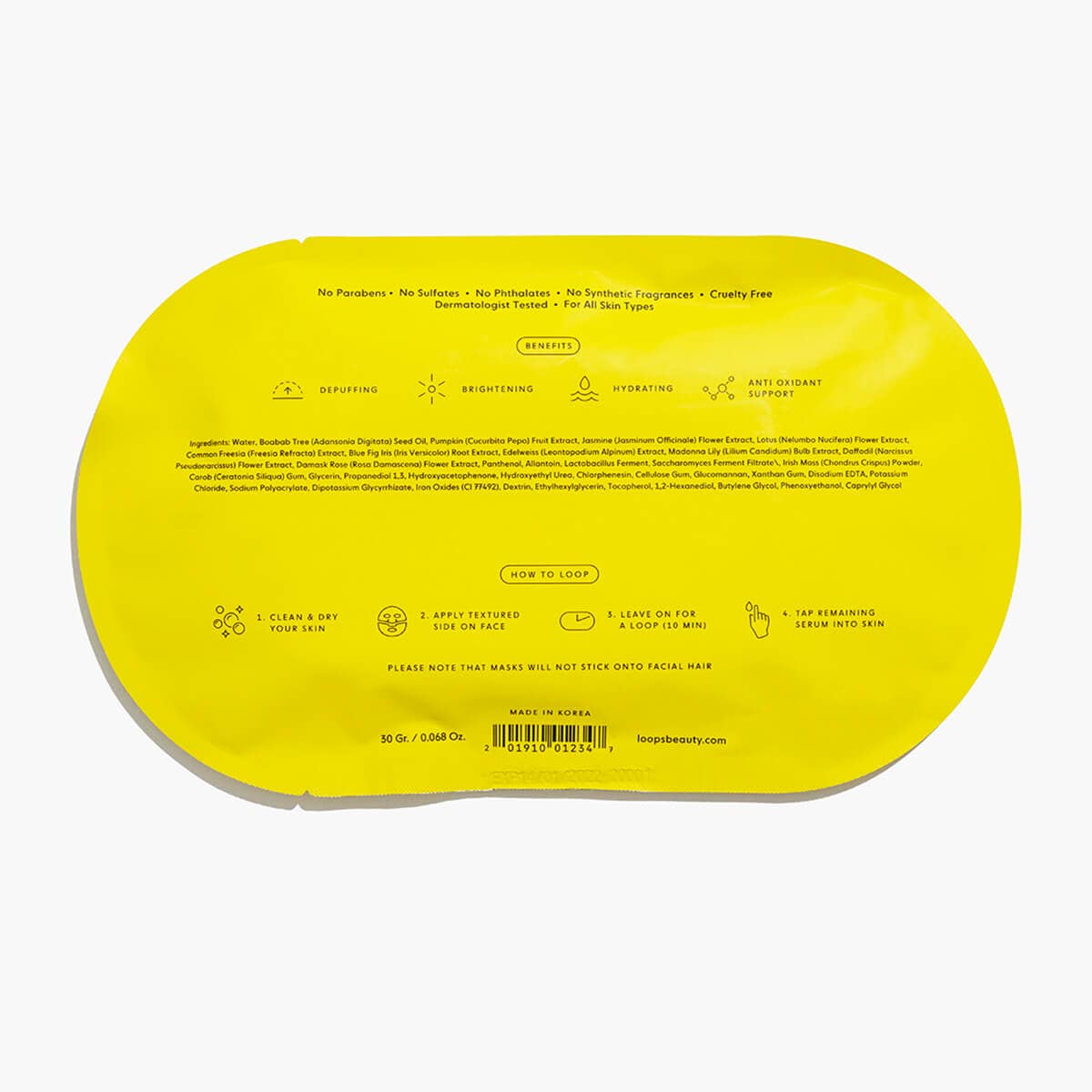 Loop Beauty Sunrise Service Single Mask | MILK MONEY milkmoney.co | natural skin care products. organic skin care. clean beauty products. organic skin care products. natural skincare. vegan skincare. organic skincare. organic beauty products. vegan cruelty free skincare. vegan skincare products