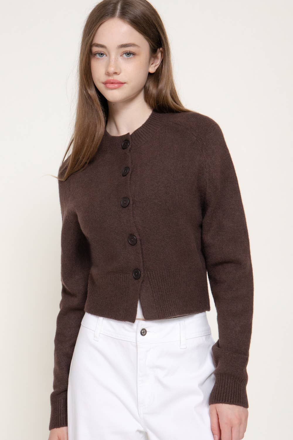 Round Neck Button Down Sweater