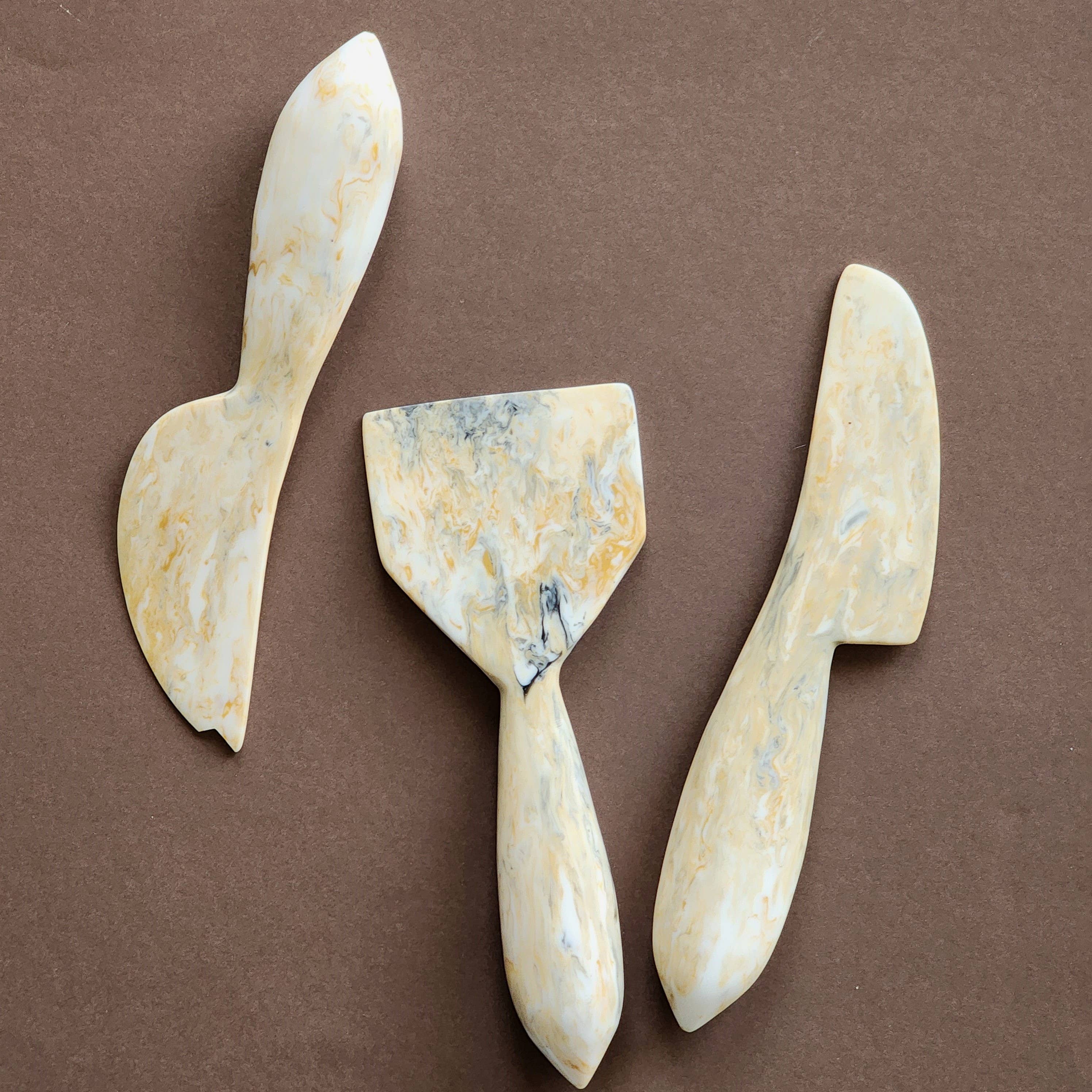 3-Piece Resin Cheese Knives Set white front | MILK MONEY milkmoney.co | white elephant gift ideas, gift, mother's day gift ideas, white elephant gift, gift shops near me