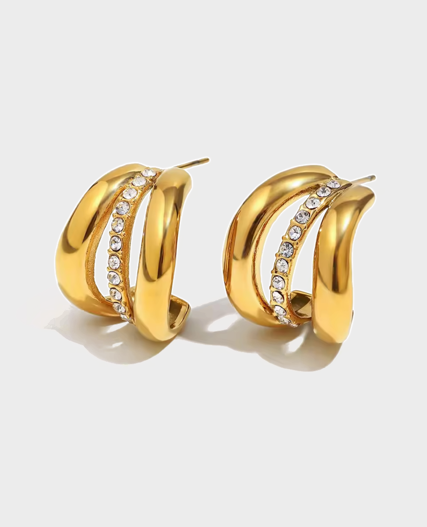 Crystal-Accented Double Hoop Earrings