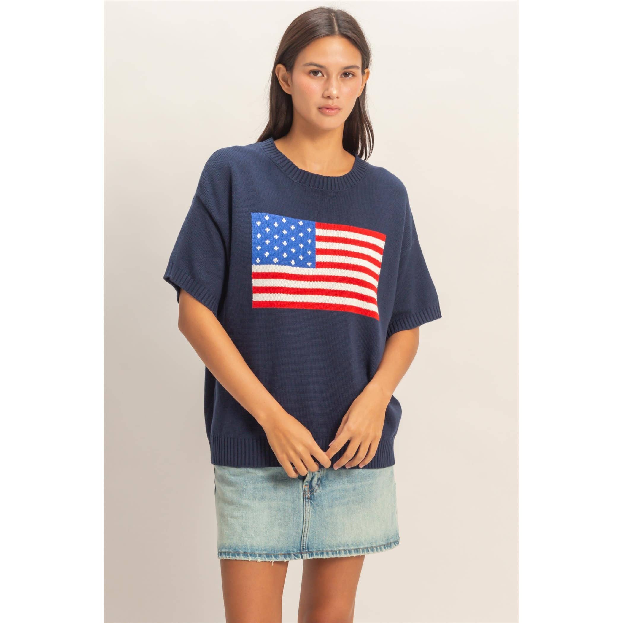 American Flag Knit Top