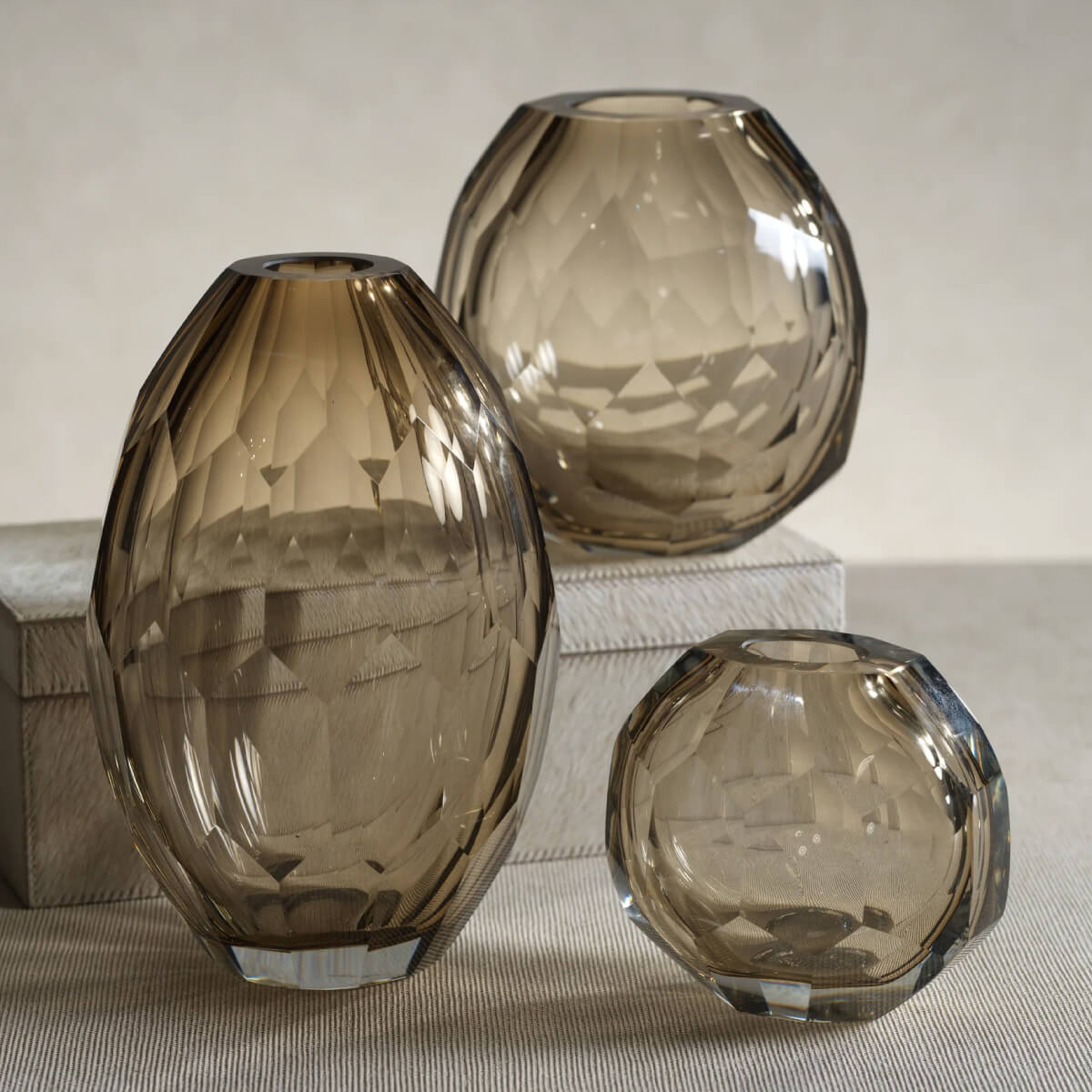 Andermatt Cut Glass Vase brown front | MILK MONEY milkmoney.co | Home decor online, Modern home decor, Luxury home furnishings, Best home decor, Home accessories for sale, Living room furniture sets, Kitchen decor ideas, Wall art for home, Bathroom accessories, Vintage home decor, Minimalist home decor