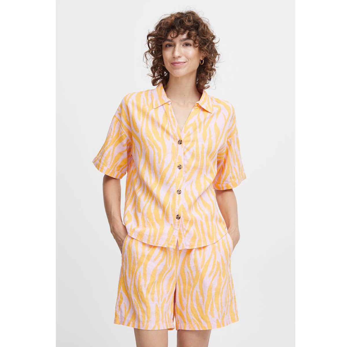 Animal Print Button Up Camp Shirt