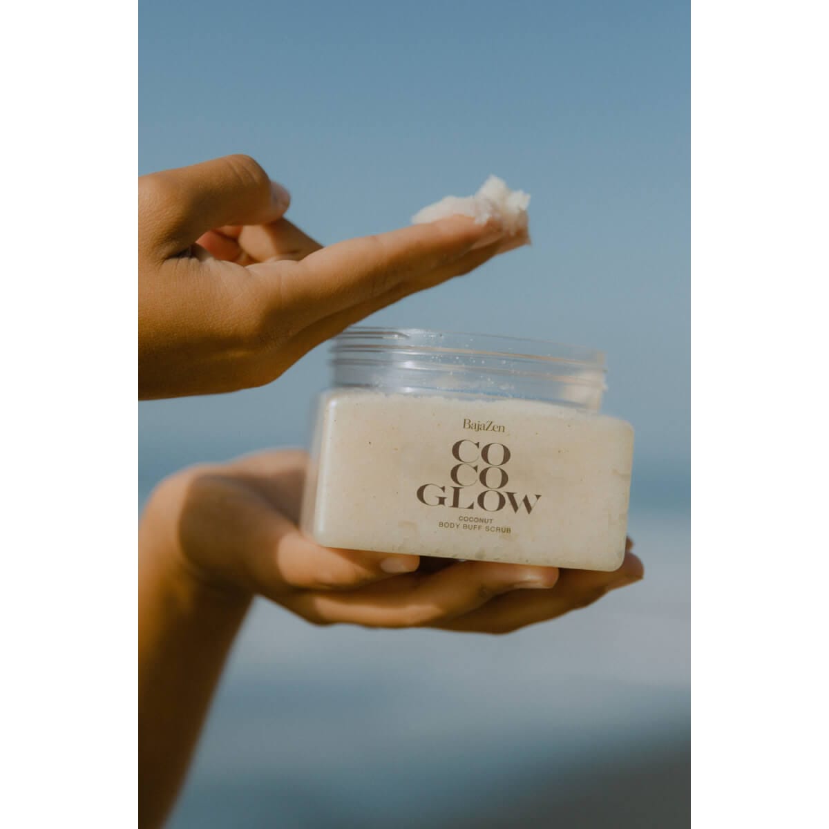 Baja Zen Coco Glow Body Buff Scrub front | MILK MONEY milkmoney.co | natural skin care products. organic skin care. clean beauty products. organic skin care products. natural skincare. vegan skincare. organic skincare. organic beauty products. vegan cruelty free skincare. vegan skincare products